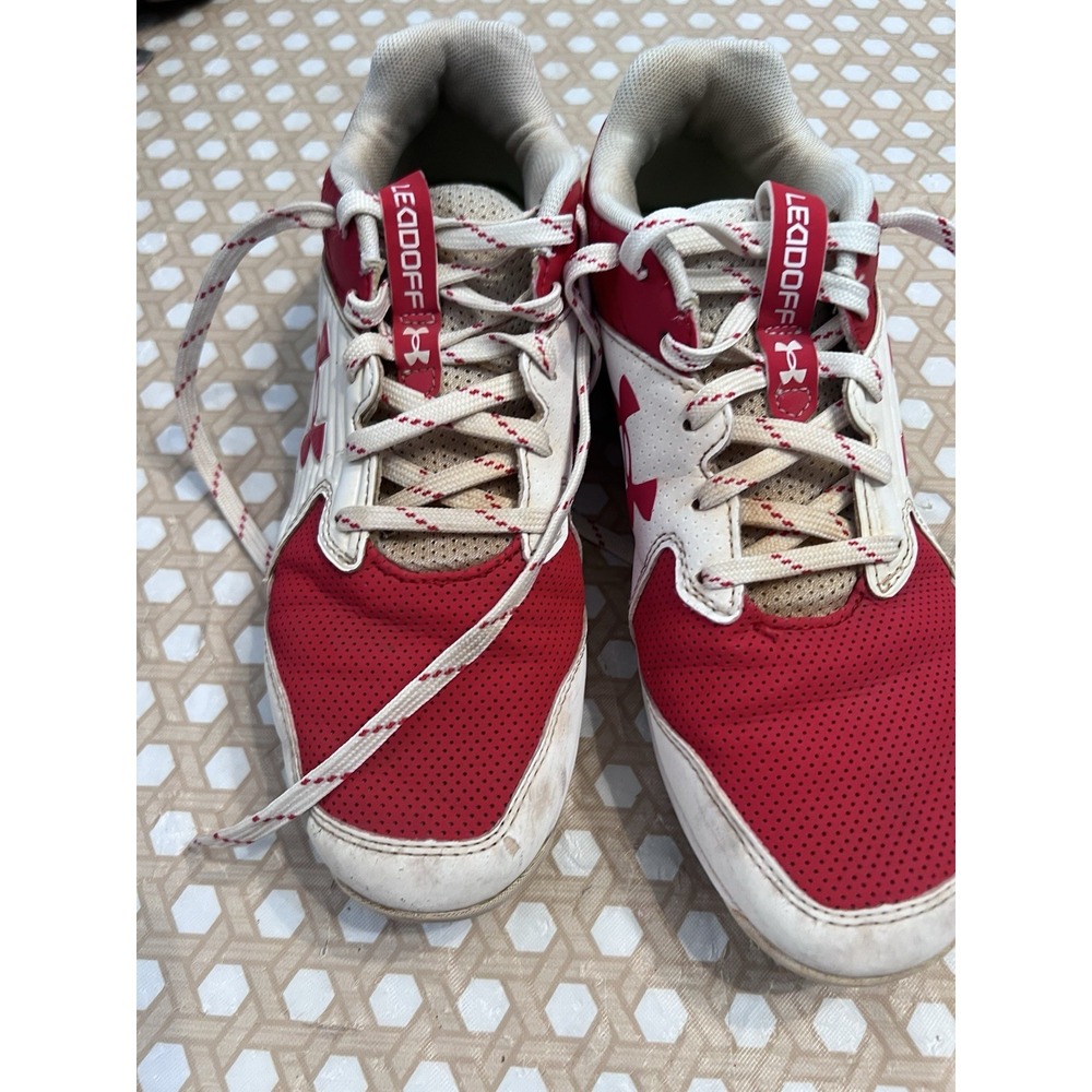 Under Armour Leadoff Low RM Cleats Red/White Size 6Y 3023442-600